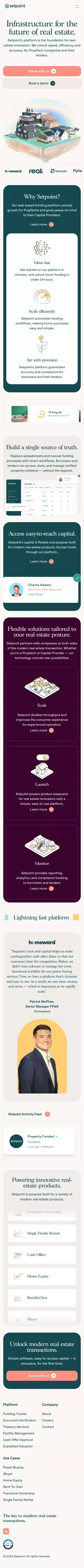 Setpoint — the modern real estate funding platform mobile view