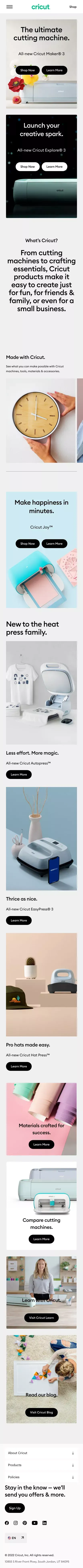 Cricut Home mobile view