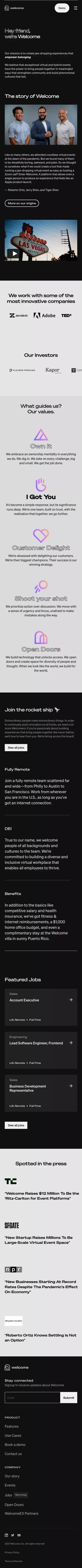 Experience Welcome | About Us mobile view