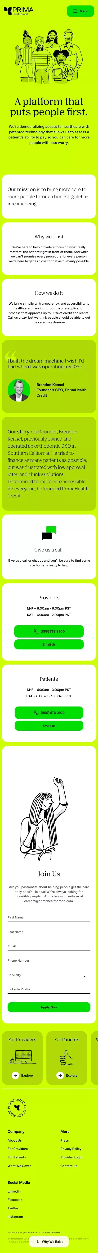 About | PrimaHealth Credit mobile view