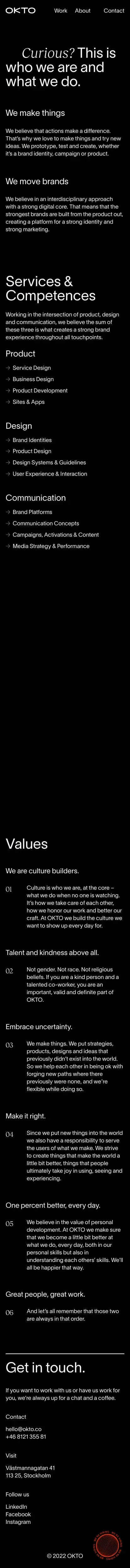 Curious? This is who we are and what we do. - OKTO mobile view