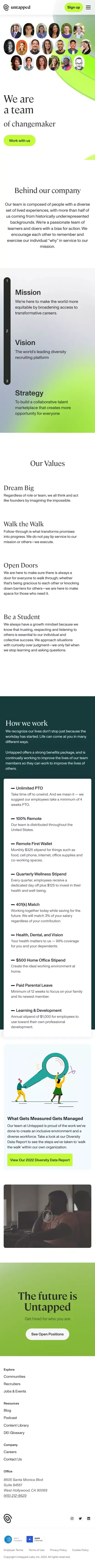 Careers @ Untapped mobile view