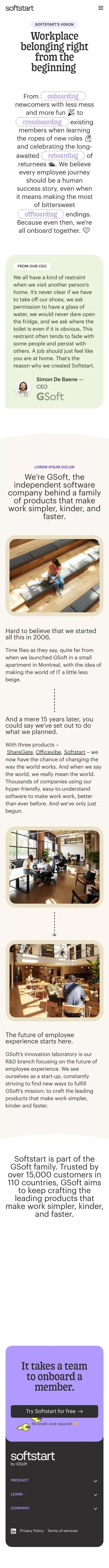 About us | Softstart mobile view