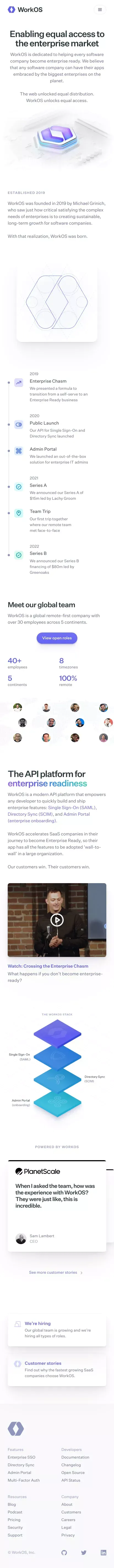 About — WorkOS mobile view