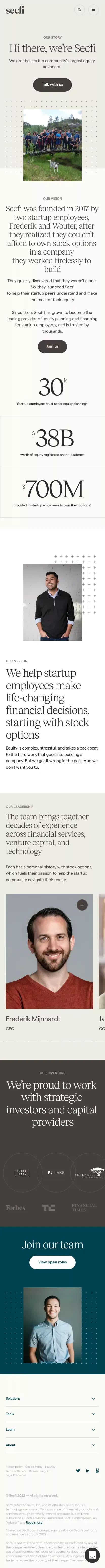 Secfi — The startup community's largest equity advocate mobile view