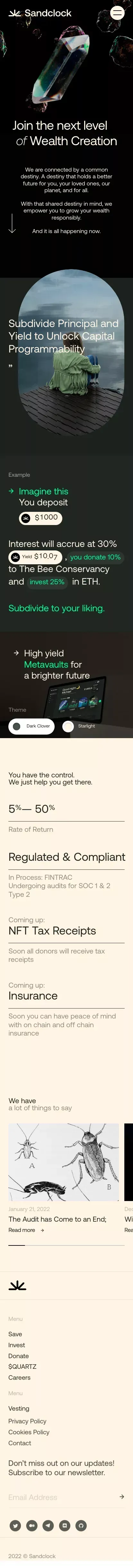 Sandclock is where crypto empowers you mobile view