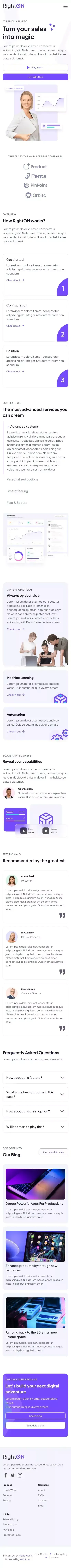 RightOn - Webflow HTML website template mobile view