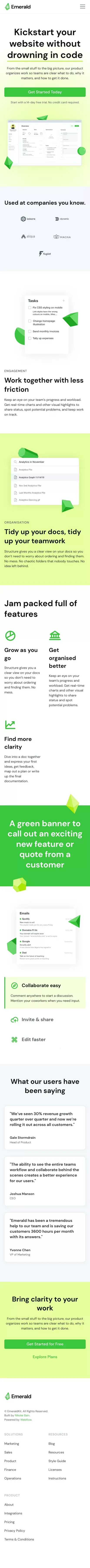 EmeraldKit - Webflow HTML website template mobile view