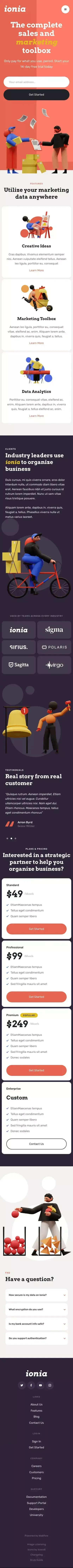 Ionia - Webflow HTML website template mobile view