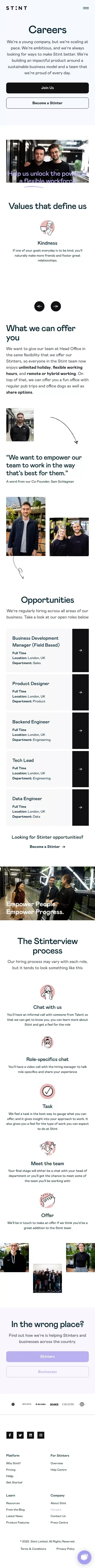 Stint Careers - Join Our Team mobile view