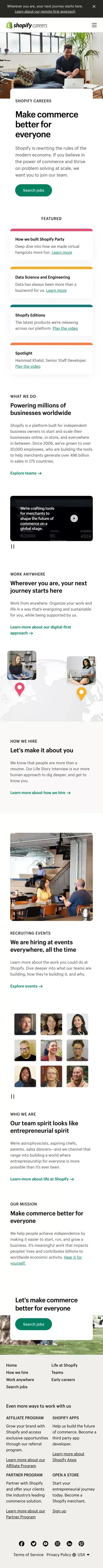 Careers, Internships, and Jobs at Shopify | Shopify Careers mobile view