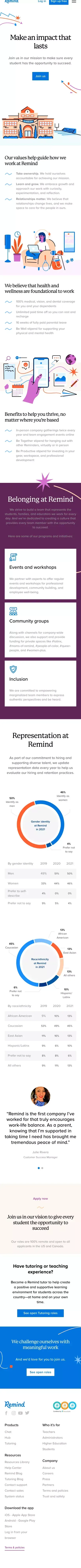 Careers | Remind mobile view
