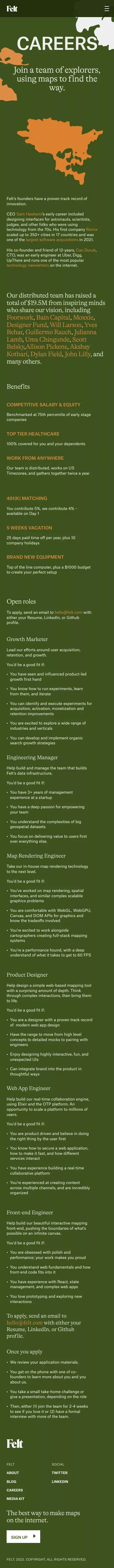Felt – Careers mobile view