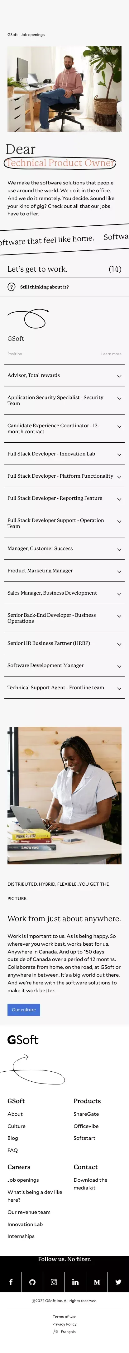 Job openings and available job offers | GSoft mobile view