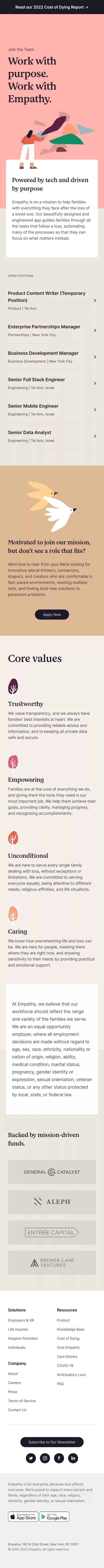 Jobs | Empathy mobile view