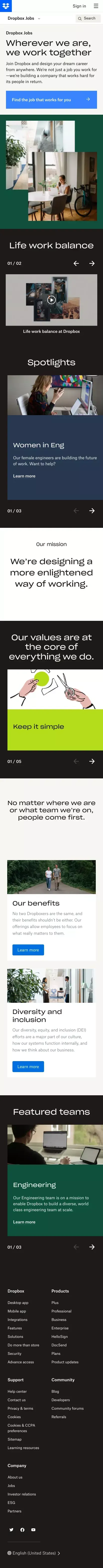 Dropbox - Jobs  - Dropbox mobile view