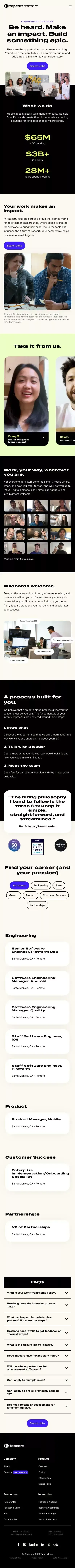 We're Hiring! Explore Careers & Benefits | Tapcart mobile view