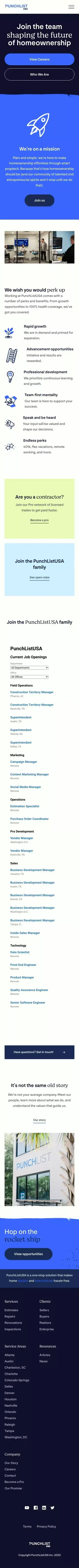 Careers - PunchListUSA mobile view