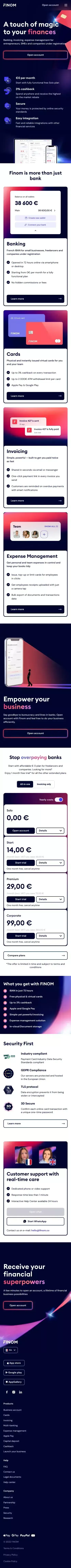 Finom Home | More than just a bank mobile view