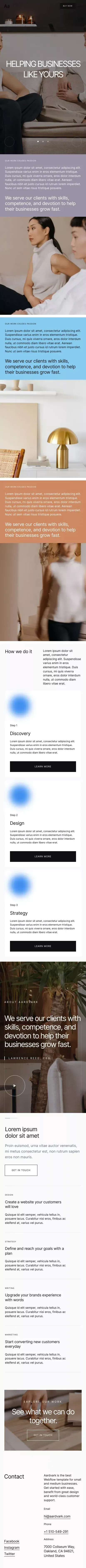 Aardvark - Small Business Website Template mobile view