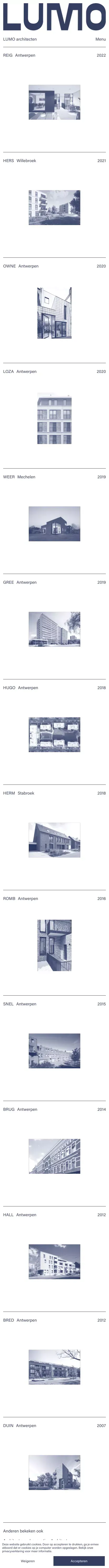 LUMO architecten mobile view