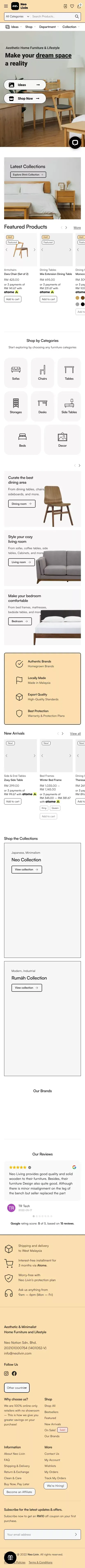 Aesthetic Home Furniture & Lifestyle Platform – Neo Livin Malaysia mobile view