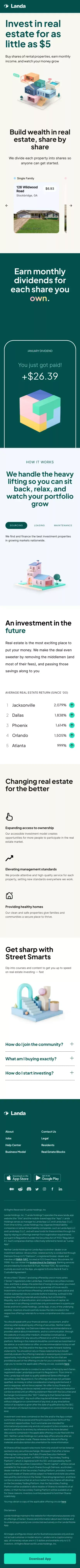 Landa | Invest in real estate for as little as $5 mobile view