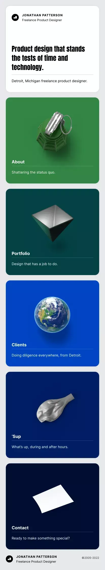Jonathan Patterson | Detroit Product Designer | Home mobile view