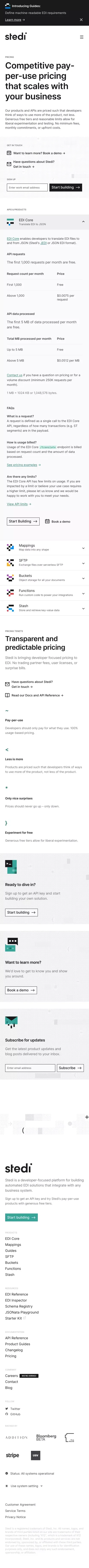 Pricing - Stedi mobile view