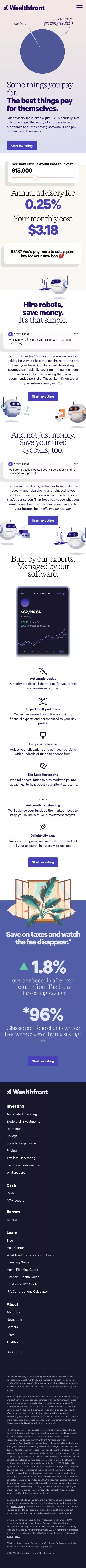 Wealthfront Fees | Wealthfront mobile view