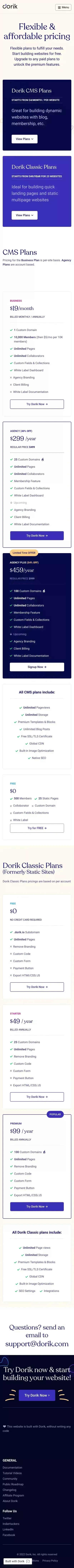 Plans & Pricing - Dorik mobile view