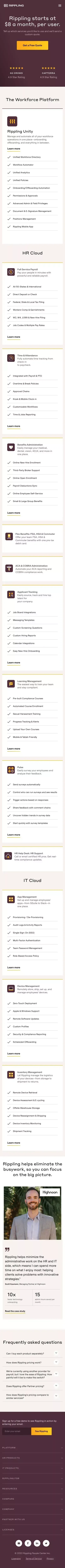 Rippling Cost | Starting as low as $8 Per Month mobile view