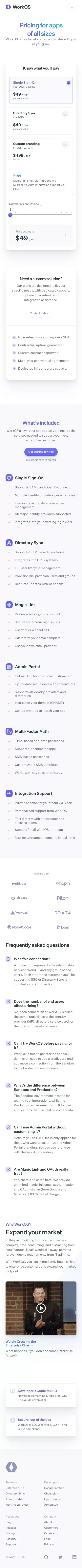 Pricing — WorkOS mobile view