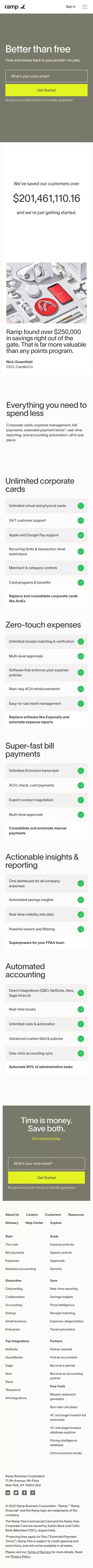 Ramp - Pricing mobile view