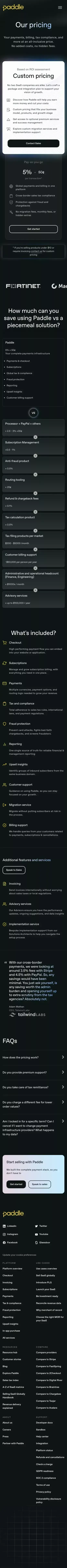 Pricing | Paddle mobile view