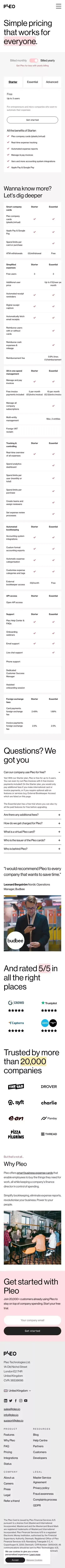 Simple pricing that works for everyone - Pleo mobile view
