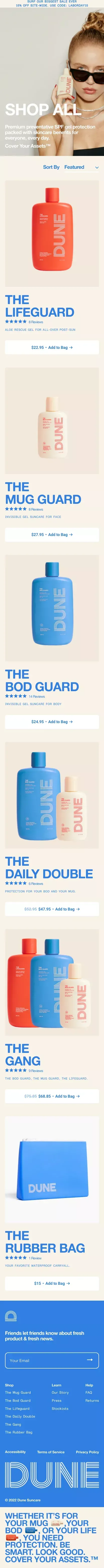Shop All – Dune Suncare mobile view