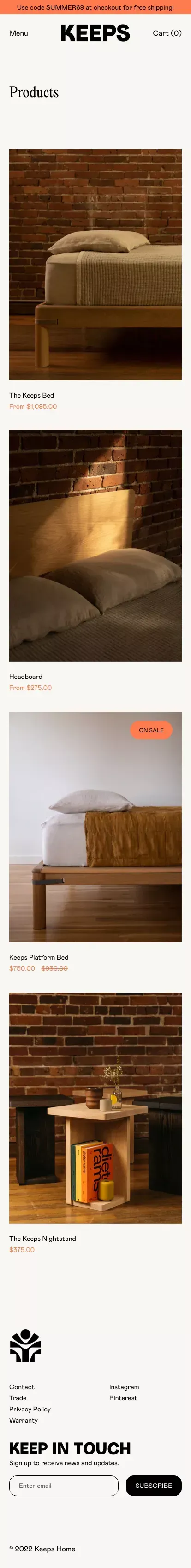 Products                  – Keeps Home mobile view