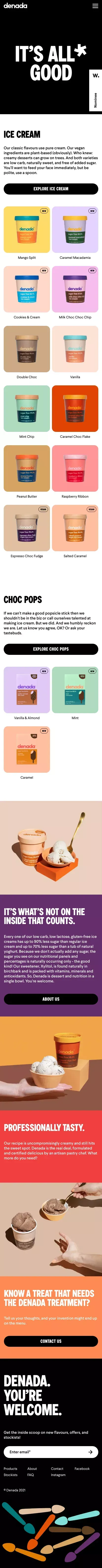 Denada Products | Sugar Free, Low Carb Ice Cream | Denada mobile view