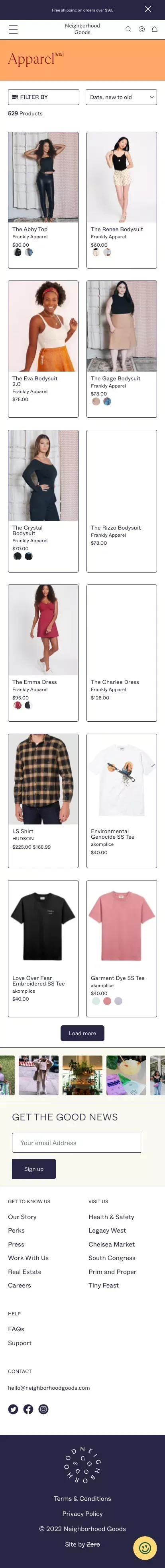 Apparel/ Neighborhood Goods mobile view