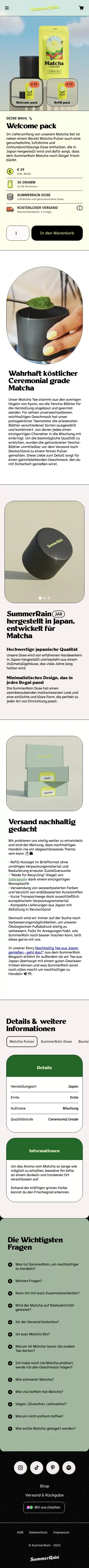 35g Matcha im  Welcome pack - SummerRain mobile view