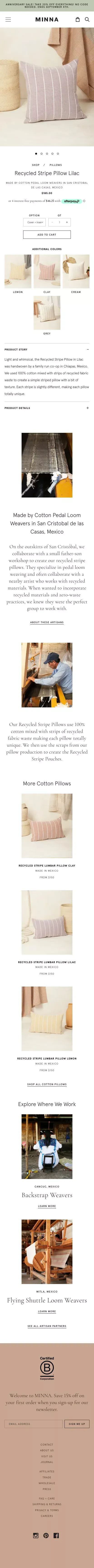 Recycled Stripe Pillow   Lilac | Pillows | MINNA mobile view