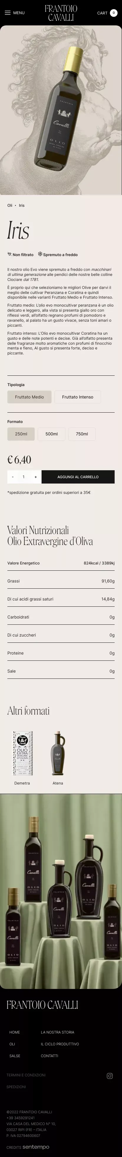 Iris | Frantoio Cavalli mobile view