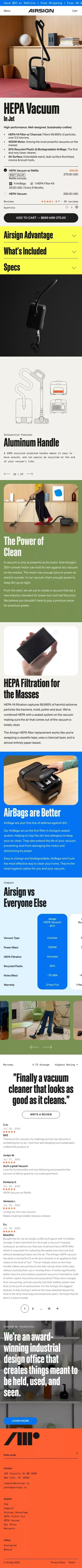 Airsign HEPA Vacuum - Airsign mobile view