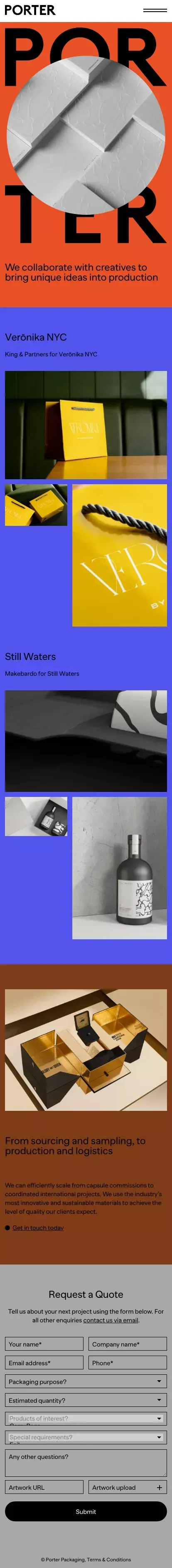 Porter Packaging mobile view