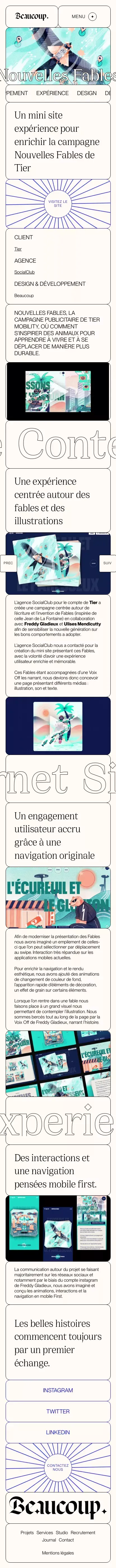 Studio Beaucoup • Création du site web : Nouvelles Fables mobile view