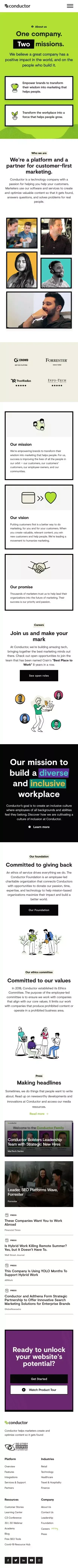 About Us | Conductor mobile view