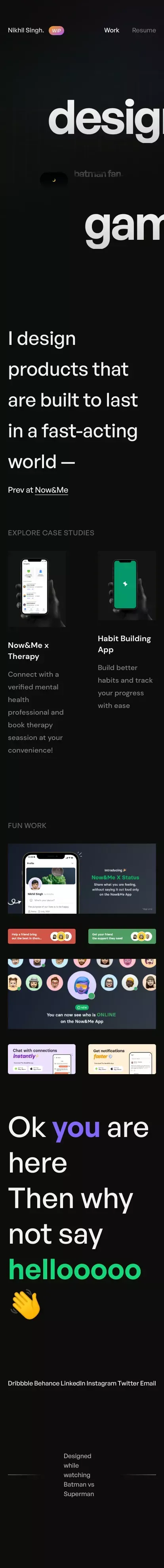 Nikhil Singh — Product Designer mobile view