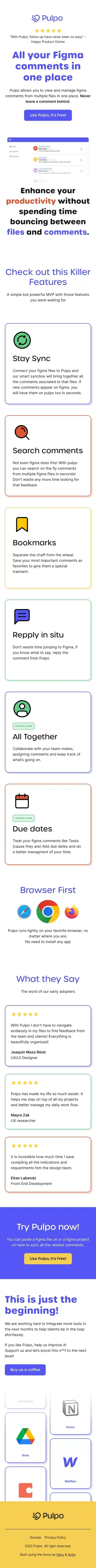 Pulpo, All your Figma comments in one place mobile view