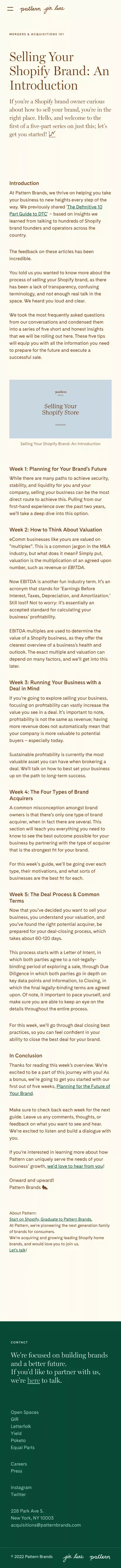Pattern Brands mobile view